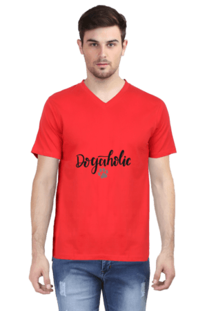 Dogaholic man V Neck T-Shirt